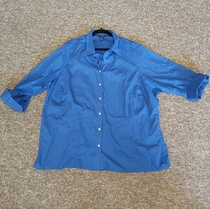 Lands' End Blue Button-Up Blouse